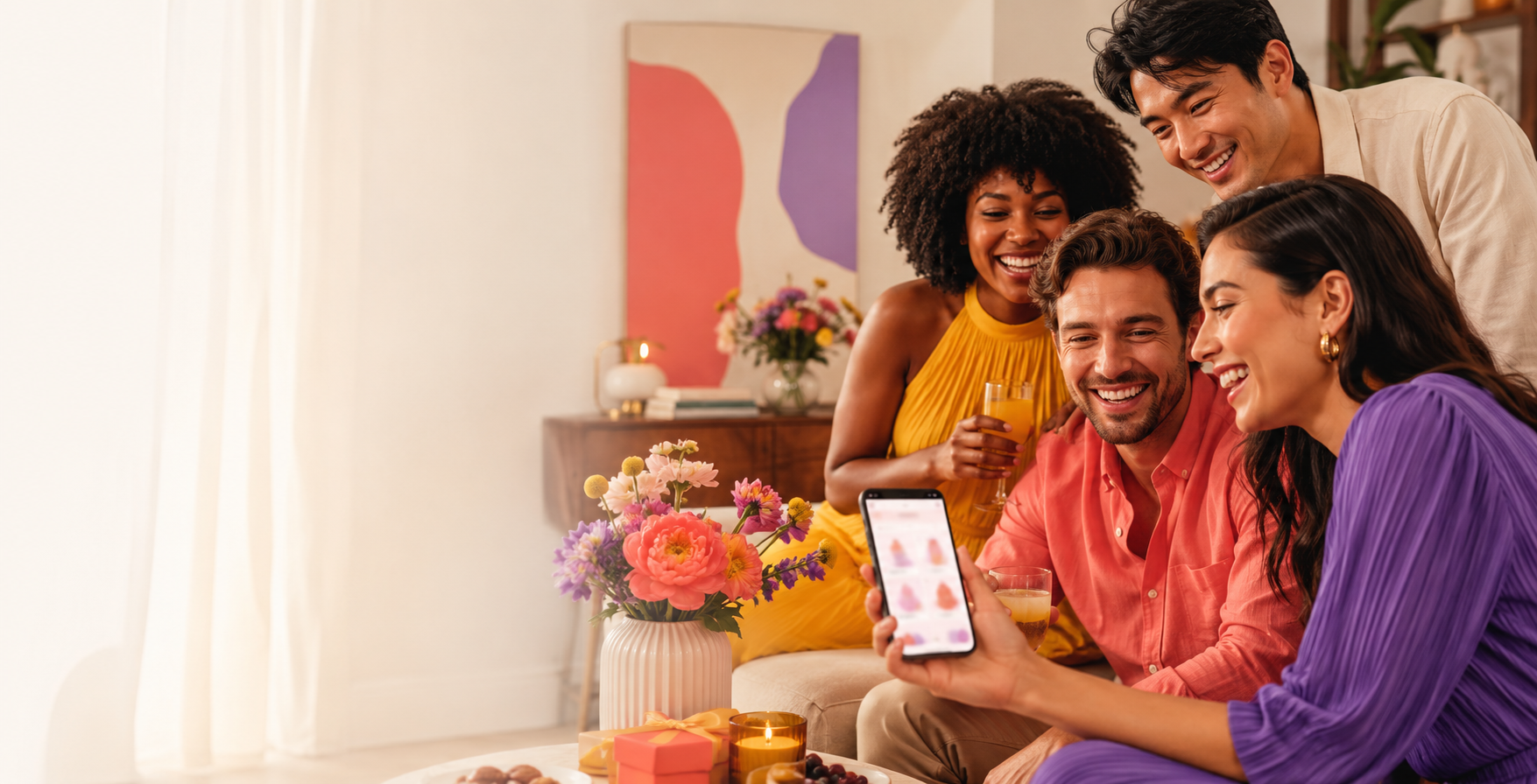 Amici che organizzano insieme un regalo per una festa